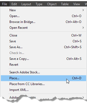 Place Command in File Menu
