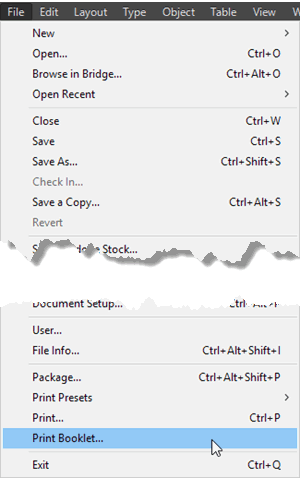 Print Booklet in File Menu