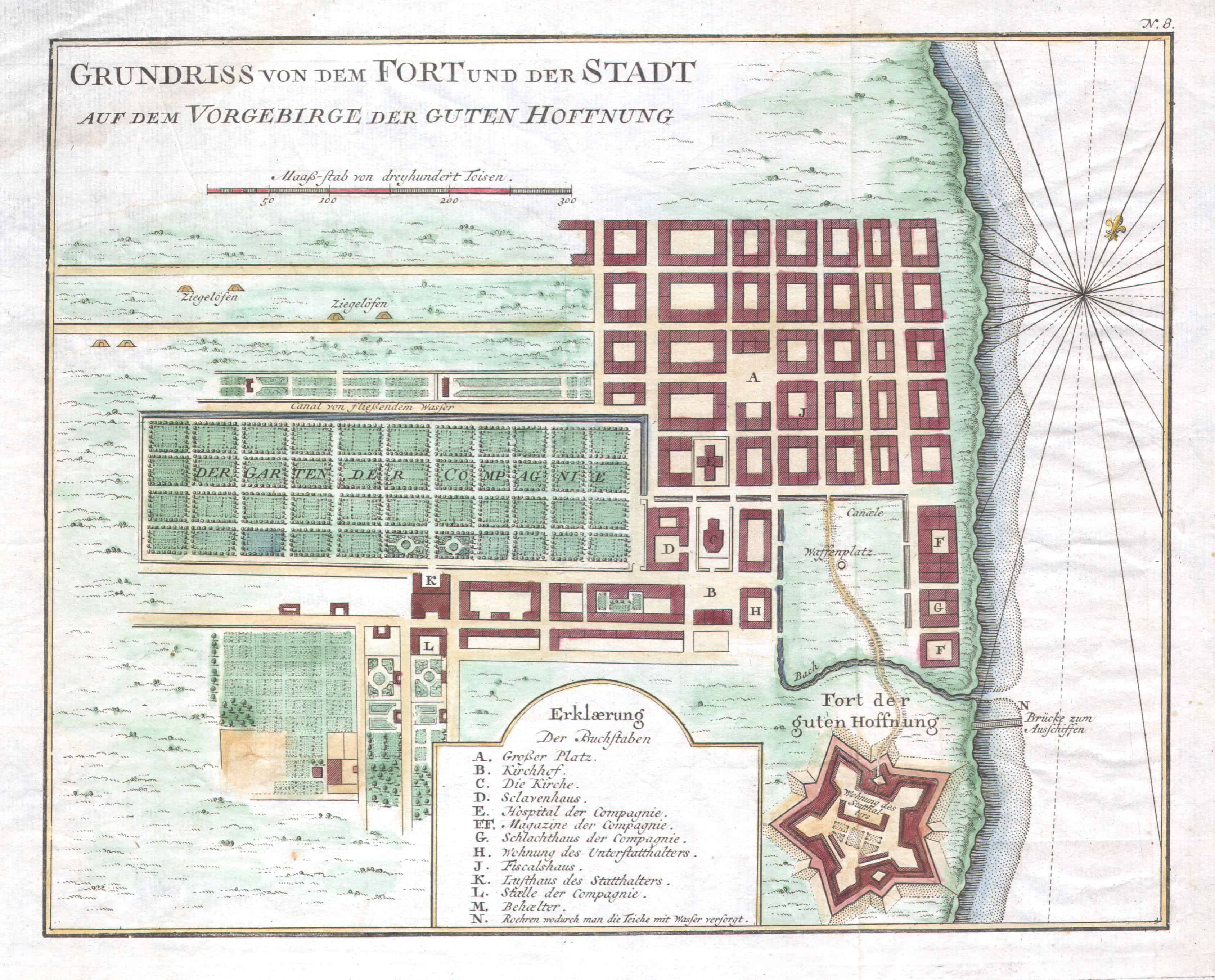 Map of Cape Town in 1750