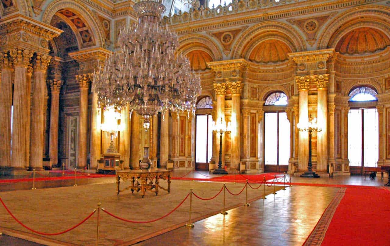 One of the main halls of the Dolmabahce Palace