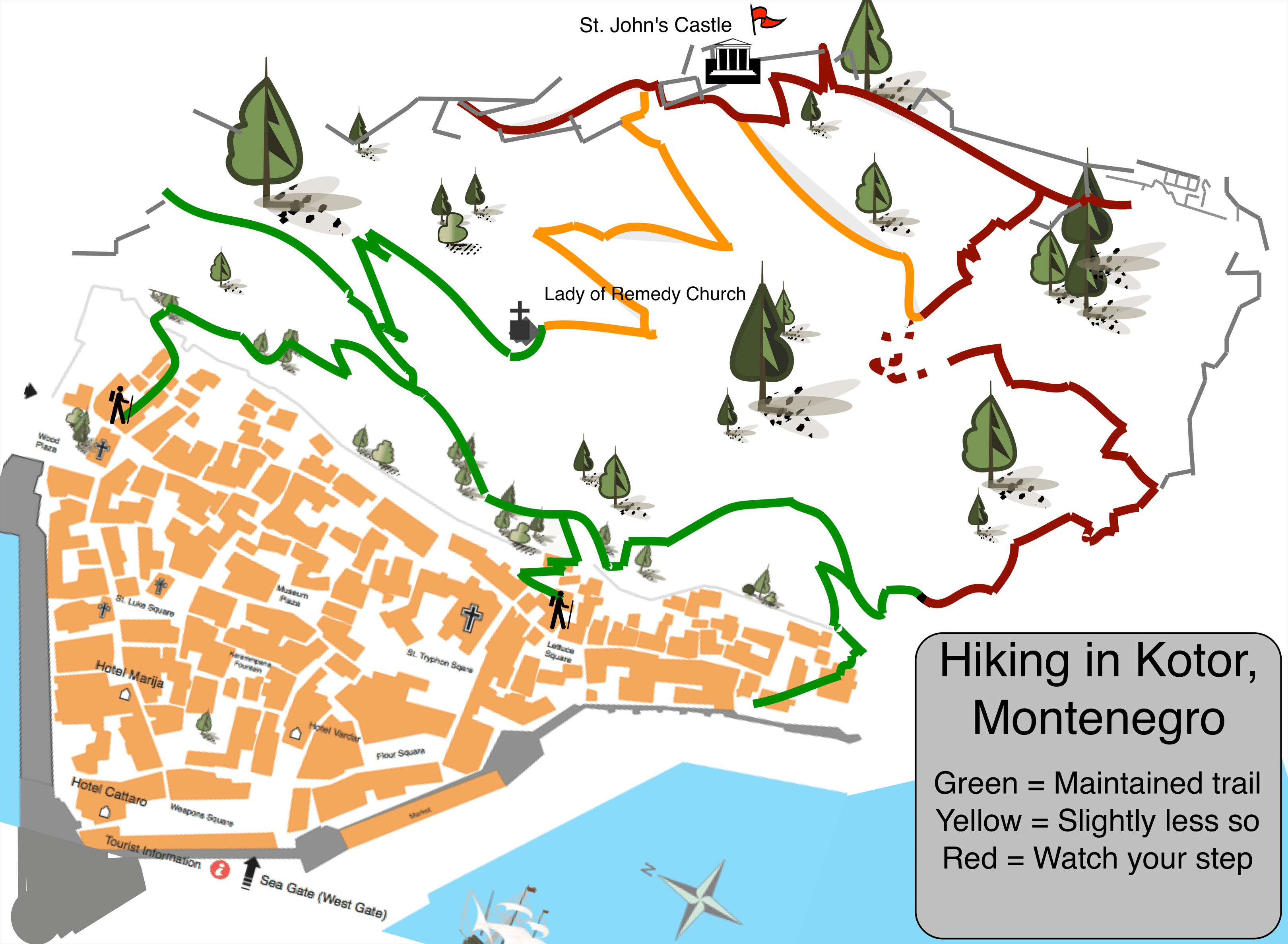 Trail Map of Kotor St. Johns Castle