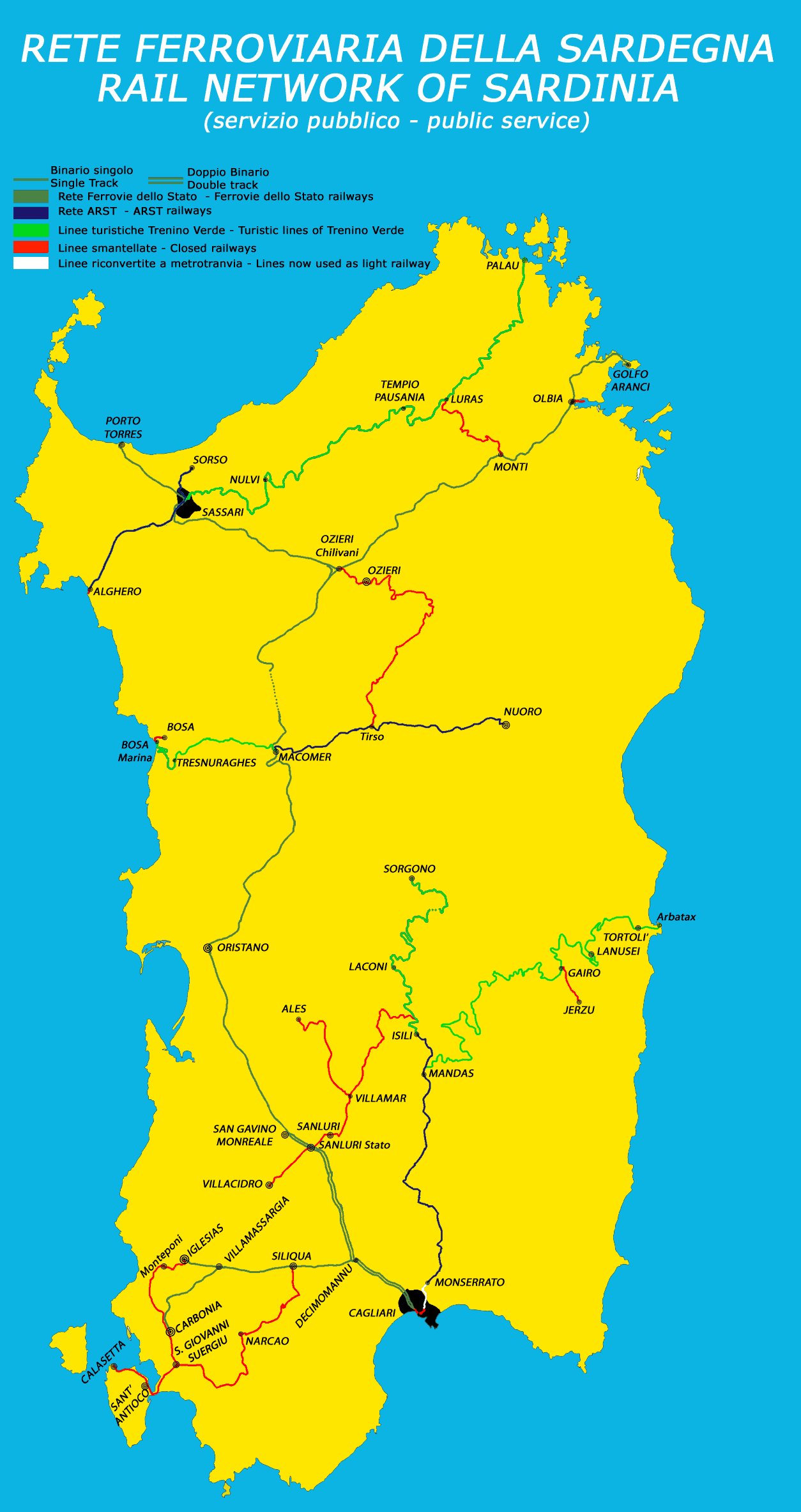 Sardinia Island rail network