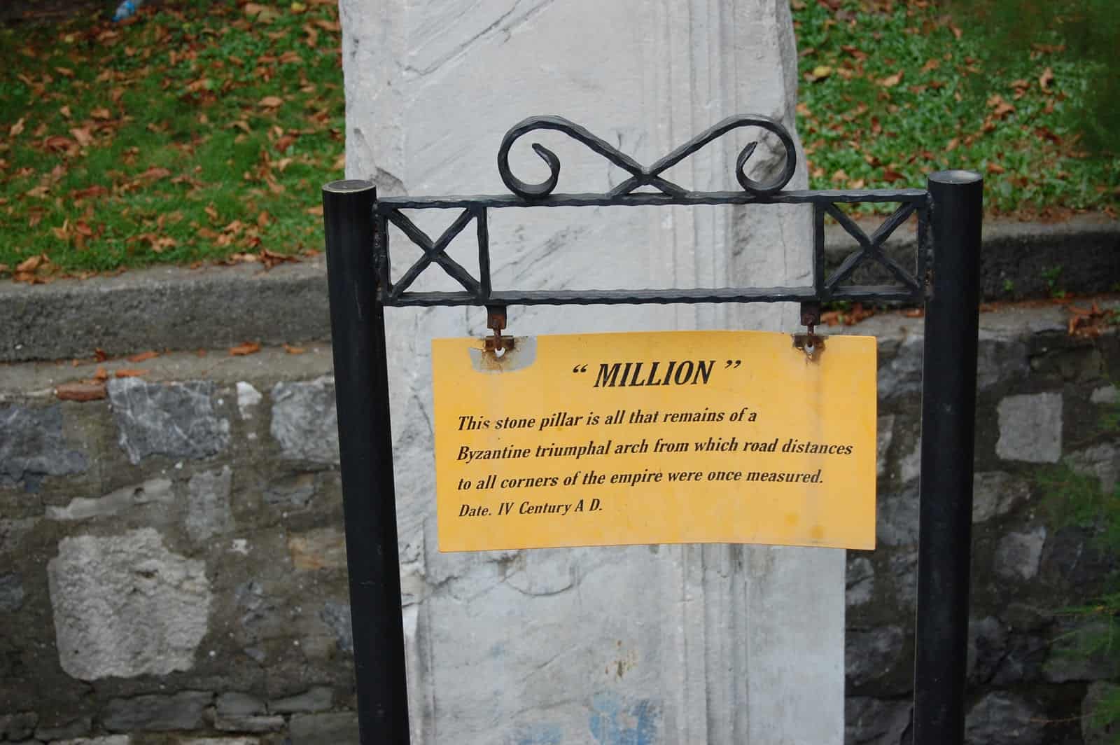 Milion Stone with sign