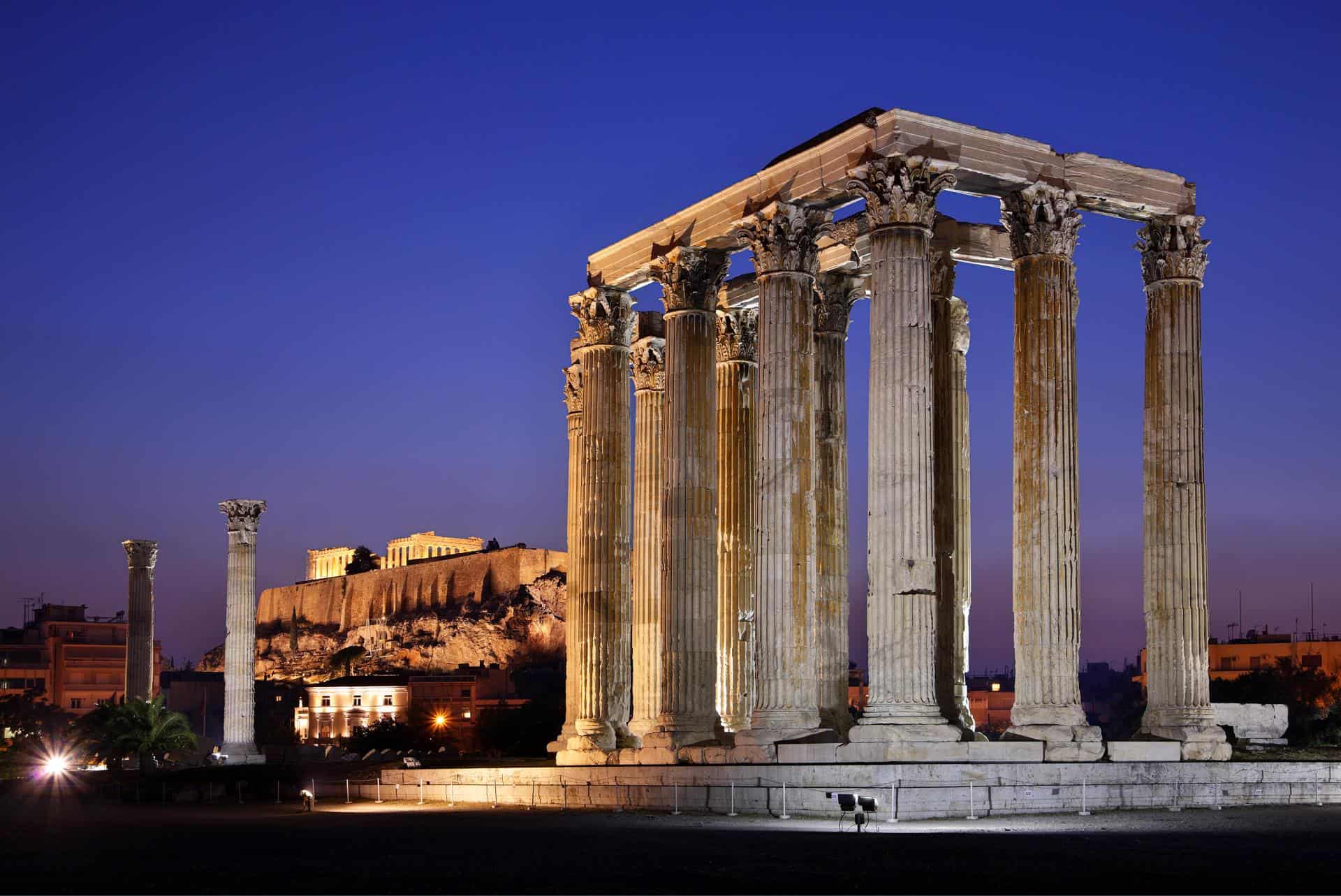 Temple of Olympian Zeus at night