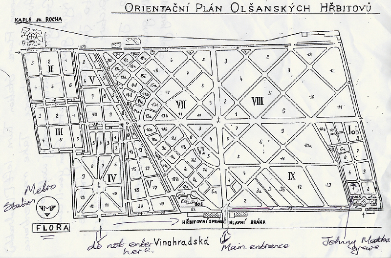 An old plan of Olsany Cemetery