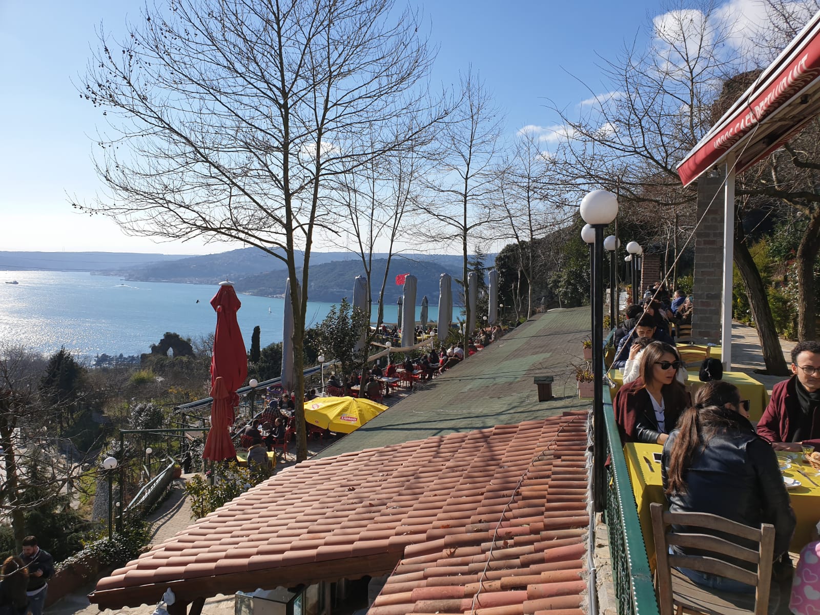 Bosphorus view from the Yoros cafe restaurant Istanbul