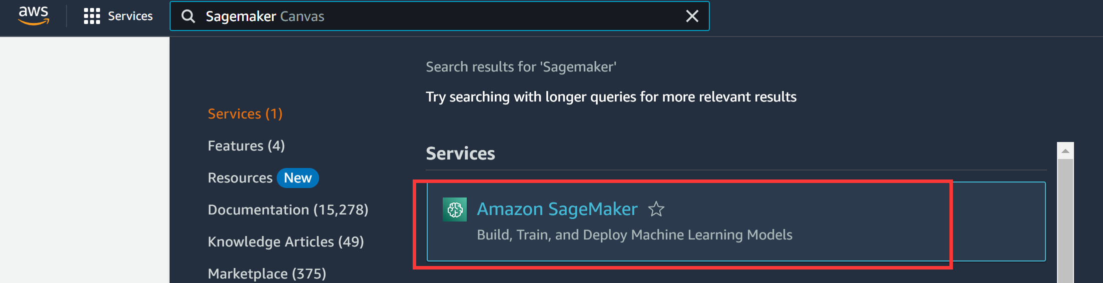 Search Sagemaker