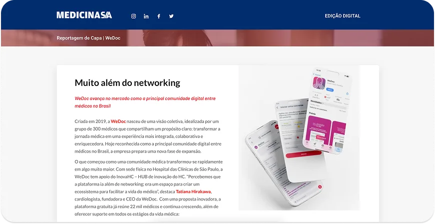 WeDoc avança no mercado como a principal comunidade digital entre médicos no Brasil