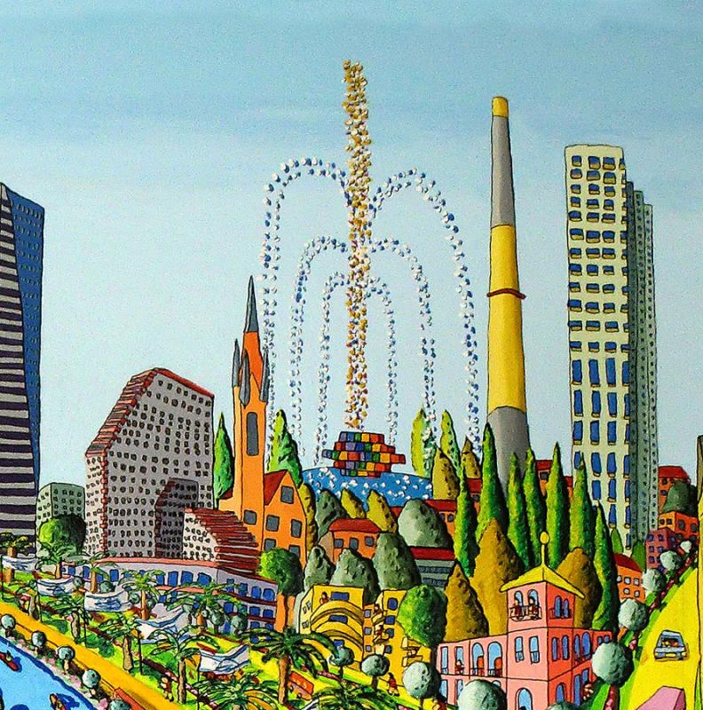 dizengoff square tel aviv naive art paintings by israeli painter