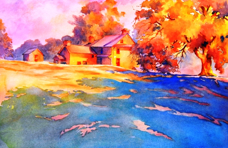 tutorial thread painting buildings in the landscape loosely colorfully wetcanvas online living for artists