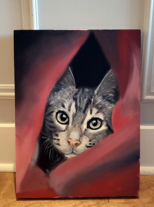 cat oil on panel WetCanvas Online Living for Artists