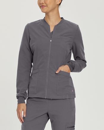Photo of White Cross Scrubs V-Tess Jacket - Jersey Collar Color Dark Pewter Main Vue 006