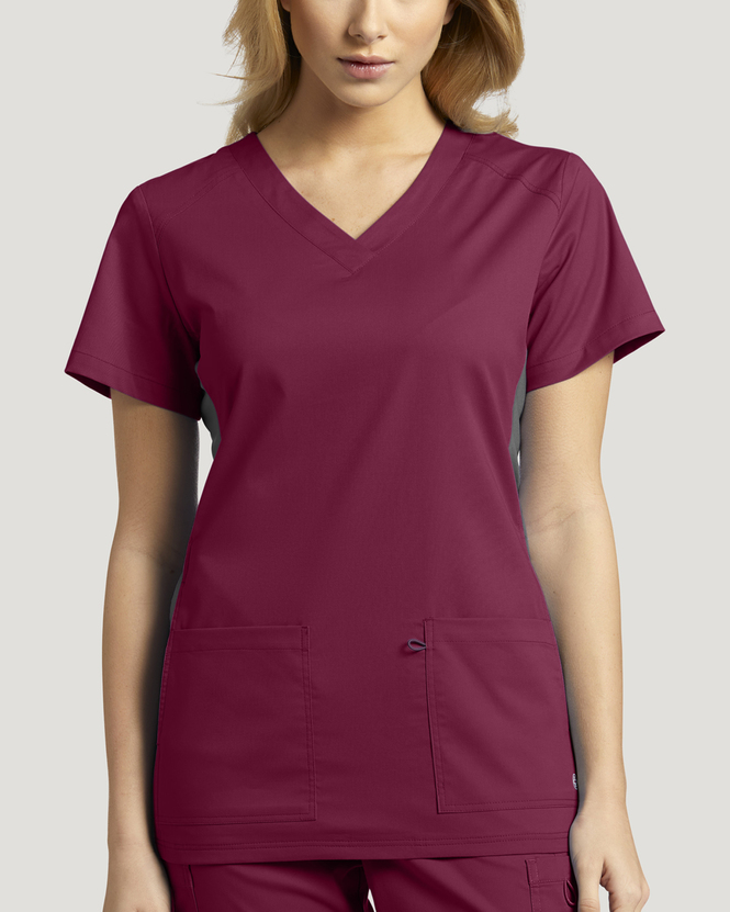 Photo d'uniforme pour infirmière White Cross 766C Haut avec panaux latéraux Couleurr Bourgogne Vue 766C-WINE.jpg