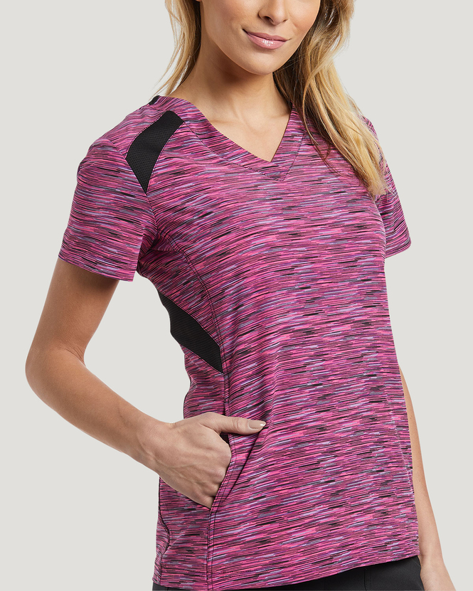 Photo of White Cross Scrubs My Pink Space Printed V-Neck Top Color  Vue 746-MPS.jpg