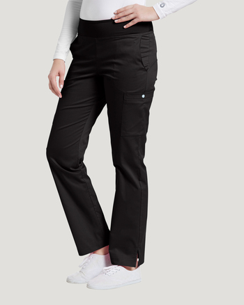 Photo of White Cross Scrubs Allure Fabric Yoga Pant Waist Petite Color Black Vue 351-BLA.jpg
