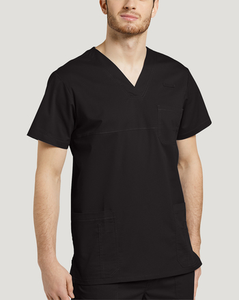 Photo of White Cross Scrubs Allure V-Neck Top for Men Color Black Vue 2265-BLA.jpg