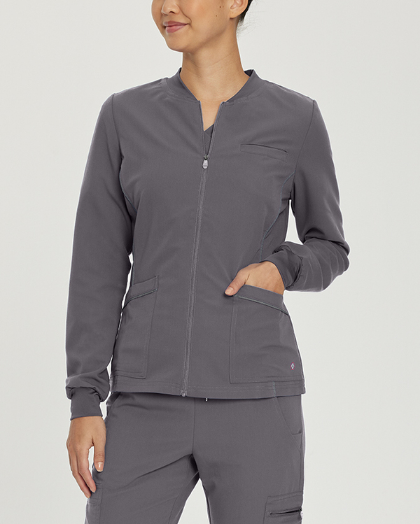 Photo of White Cross Scrubs V-Tess Jacket - Jersey Collar Color Dark Pewter Main Vue 006
