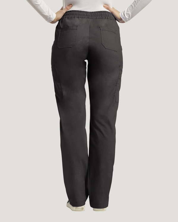 Photo of White Cross Scrubs Pockets Cargo Drawstring Pant Color Black Back Vue