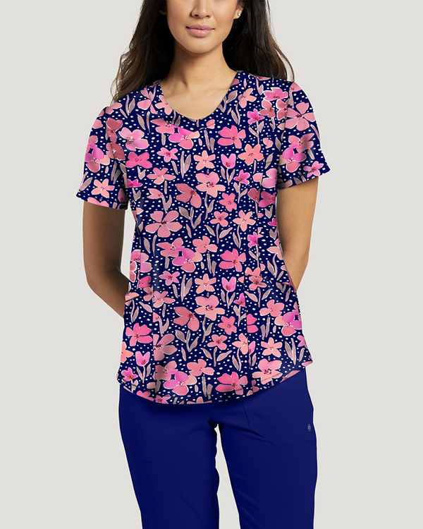 Image of Spring In My Step V-Neck Top Nurse Scrub Style # 782SPMS