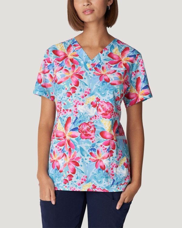 Photo of In Full Bloom Printed V-Neck Top Front view