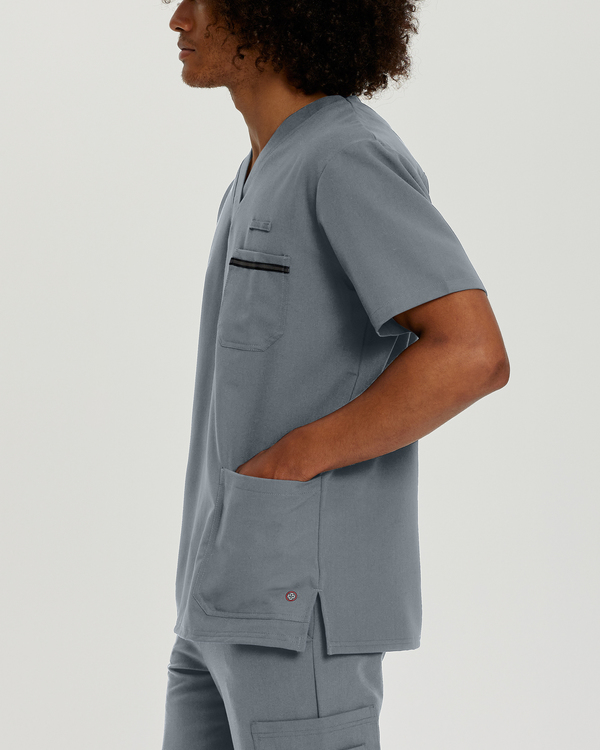 Photo de l'uniforme White Cross 2207 Haut V Tess Homme Couleur Fgris Tailleur  Vue Côté 005