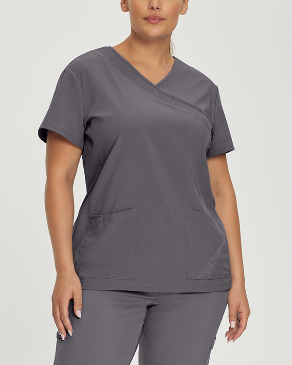 Photo de l'uniforme White Cross 748 Haut Fit Faux Cache-coeur Couleur Étain  Vue Principale 014