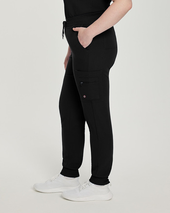Photo of White Cross Scrubs Zipped Cargo Pocket Jogger Pant Color Black Side Vue 003
