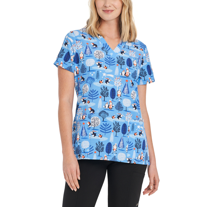 Photo of 618PGWL - Penguin Wonderland Printed V-Neck Top Penguin Wonderland Front view