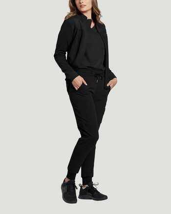 Photo of White Cross Scrubs 456 - FIT Shacket Color Black Detail Vue 4