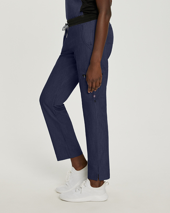 Photo of White Cross Scrubs Decorative tape drawstring, Zipped cargo pockets Pant - Tall Color Navy Side Vue 007