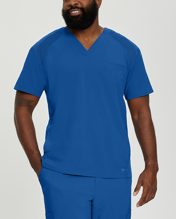 Photo of White Cross Scrubs FIT V-Neck Solid Top for Men Color Royal Main Vue 008