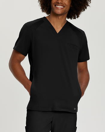 Photo of White Cross Scrubs FIT V-Neck Solid Top for Men Color Black Main Vue 008