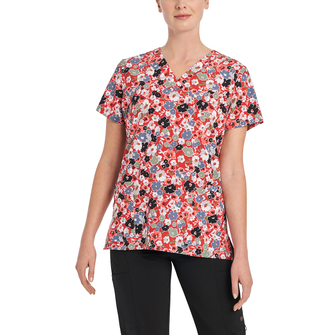 Photo of 618CTFL - Country Flowers Printed V-Neck Top Country Flowers Front view