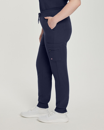 Photo de l'uniforme White Cross 380 Pantalon Jogger avec poches cargo Couleur Bleu Marin  Vue Côté 003