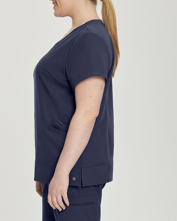 Photo de l'uniforme White Cross 796 Haut à col en V avec Zip - V-Tess Couleur Bleu Marin  Vue Côté 002