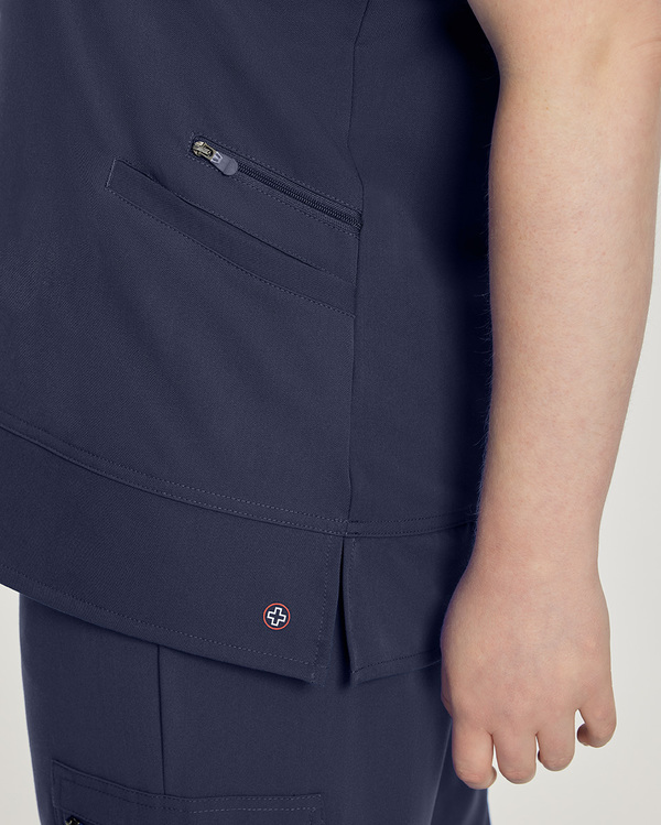 Photo de l'uniforme White Cross 796 Haut à col en V avec Zip - V-Tess Couleur Bleu Marin  Vue Détail 002