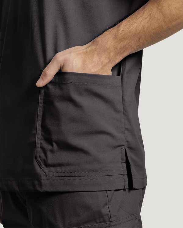 Photo de l'uniforme White Cross 2262 Haut pour hommes col en V avec 3 poches Couleur Noir  Vue Détail