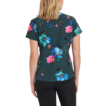 Photo de WT307ELFL - Haut d'uniforme médical à col en V à 2 poches pour femmes Electric Florals Vue Dos