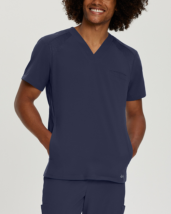 Photo of White Cross Scrubs FIT V-Neck Solid Top for Men Color Navy Main Vue 008