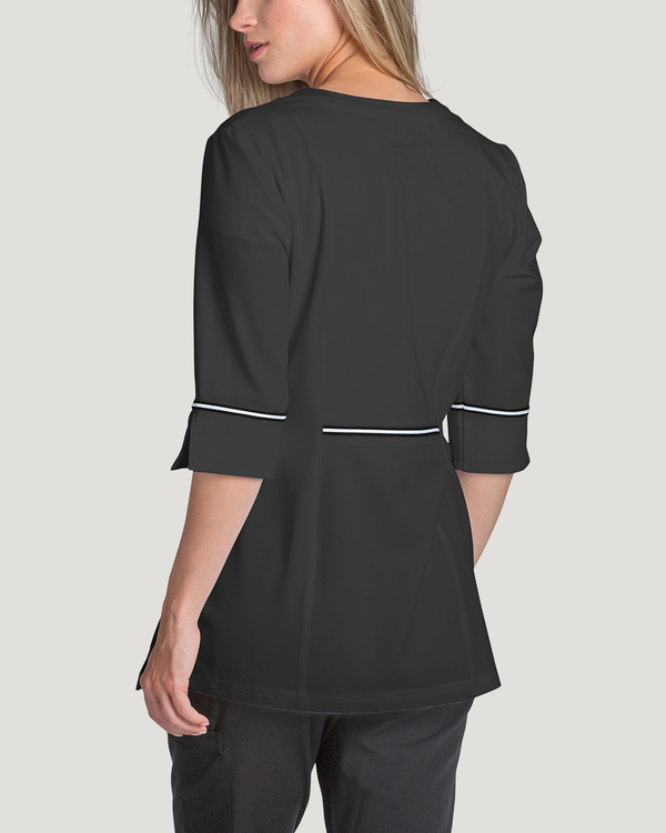 Photo of White Cross Scrubs Marvella Labcoat With 2 Way Zipper Color Black Back Vue