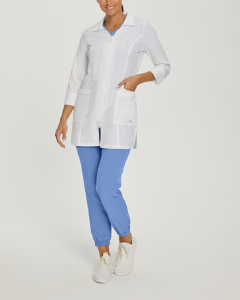 Photo of White Cross Scrubs FIT Zip Front Labcoat Color White Main Vue 010