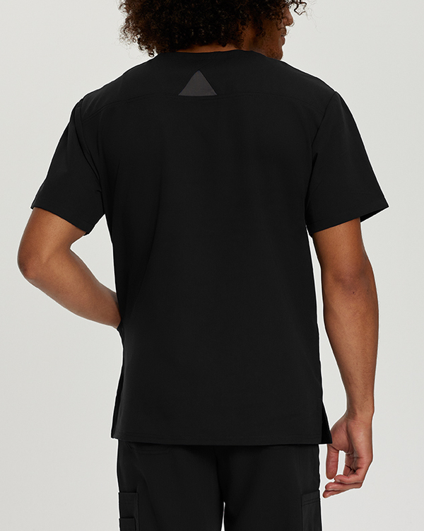 Photo of White Cross Scrubs Detailed Chest Pocket V-Neck Top Color Black Back Vue 004