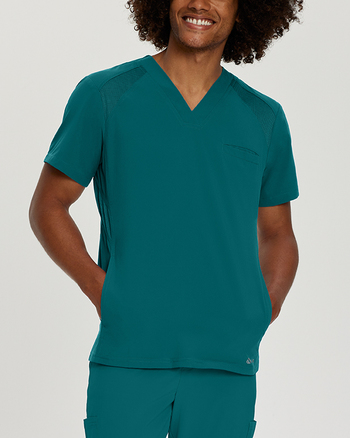 Photo of White Cross Scrubs FIT V-Neck Solid Top for Men Color Caribbean Main Vue 008