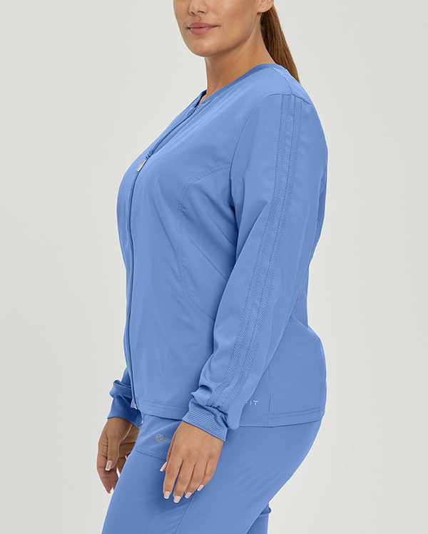 Photo of White Cross Scrubs FIT Mesh Jacket Color Ceil Blue Side Vue 007