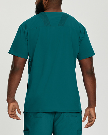 Photo of White Cross Scrubs FIT V-Neck Solid Top for Men Color Caribbean Back Vue 001