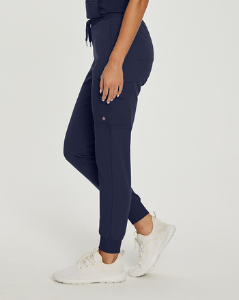 Photo of White Cross Scrubs Zipped Cargo Pocket Jogger Pant Color Navy Side Vue 007