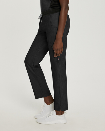 Photo of White Cross Scrubs Decorative tape drawstring, Zipped cargo pockets Pant - Tall Color Black Side Vue 007