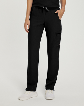 Photo of White Cross Scrubs Decorative tape drawstring, Zipped cargo pockets Pant - Tall Color Black Main Vue 006