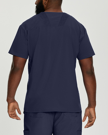 Photo de l'uniforme White Cross Haut col en V à empiècements techniques FIT Couleur Bleu Marin  Vue Arrière 001