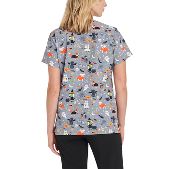 Photo of 618SPAF - Spooky Animal Fun Printed V-Neck Top Spooky Animal Fun Back View